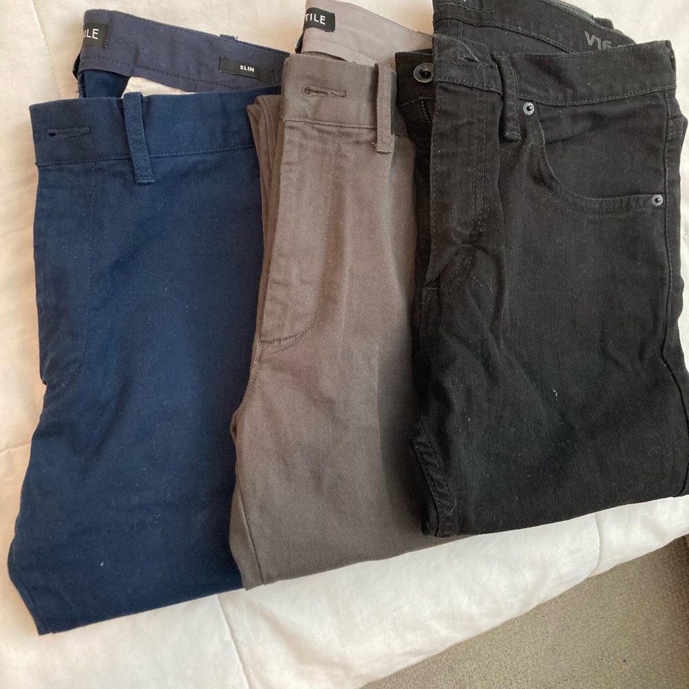 3 Pack ***J Crew Slim Chinos and Vans Black Jeans 30x32